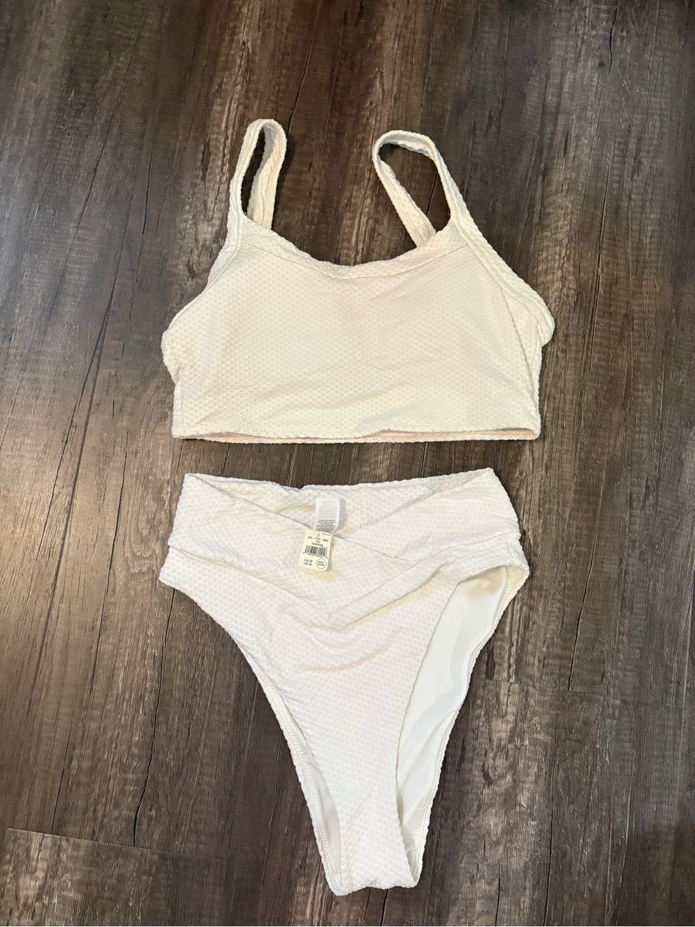 Aerie Textured High-Waist Bikini Set - White
